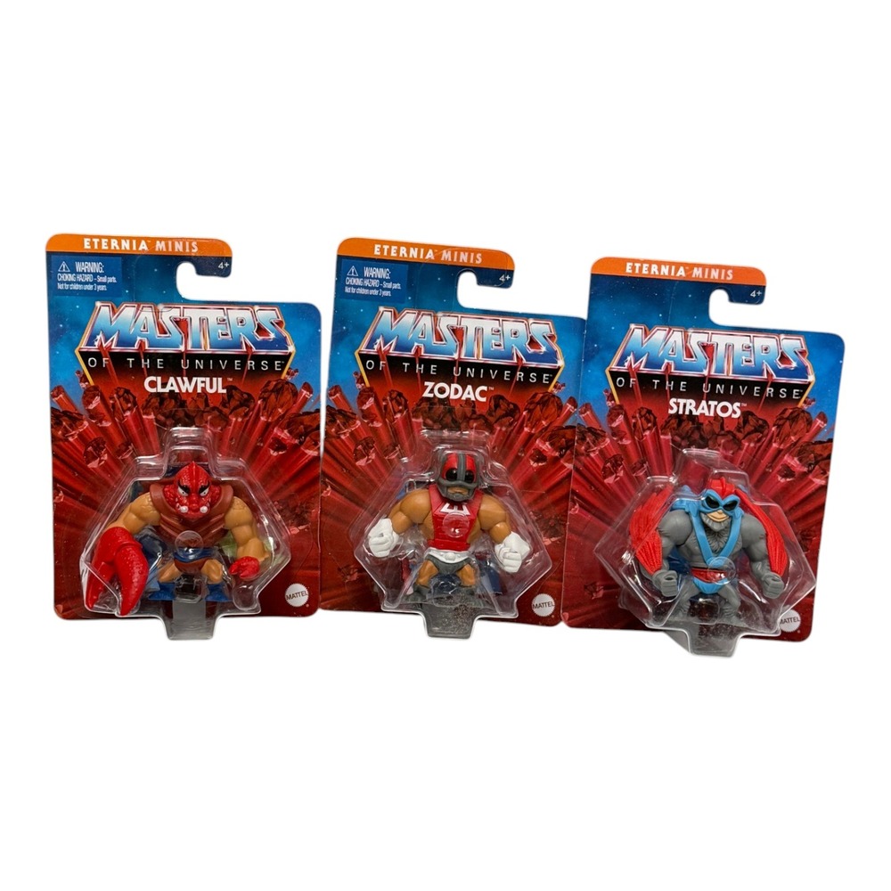 Mattel Masters of the Universe Eternia Minis Lot 3 Clawful Zodac Stratos New